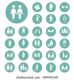 Set of twenty seven family icon