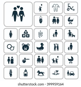Set of twenty seven family icon
