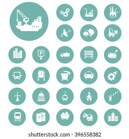 Set of twenty seven industry and infrastructure icons