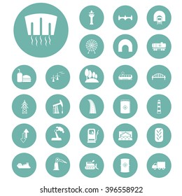 Set of twenty seven industry and infrastructure icons