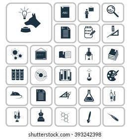 Set of twenty seven science and education icons