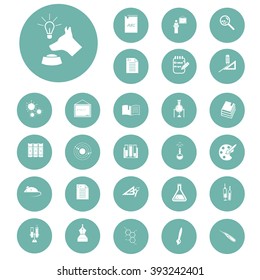 Set of twenty seven science and education icons