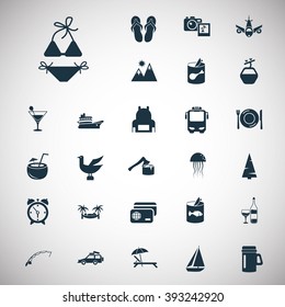 Set of twenty seven travel and camping icons