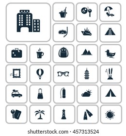 Set of twenty seven travel icons