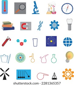 Set of twenty six science icons