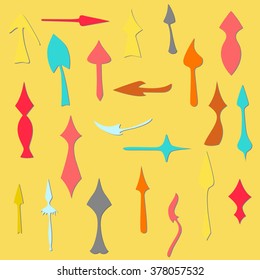 Set with Twenty Two Motley Arrows Accented with Shadow