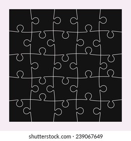 Set of twenty-five puzzle pieces. Vector illustration, eps 8.
