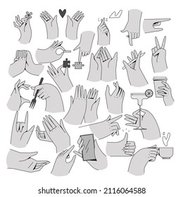 A set of twenty-six beautiful hands in different positions.