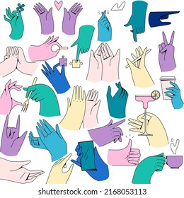 A set of twenty-six beautiful hands in different positions.