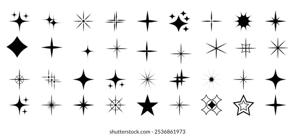 Set of twinkle star, sparkle icon, vector, stars and bursts icons. Twinkling star icon, vector set. Shine, cleaning icon set. Vector illustration.