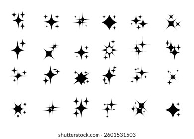 Set of twinkle star, sparkle icon. Abstract star, shining star symbol and sign. Vector illustration.