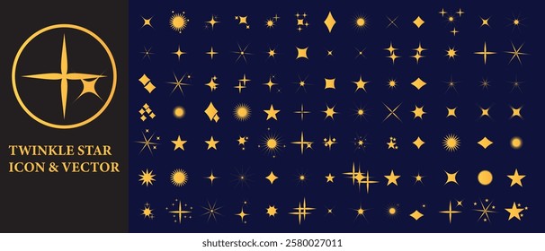 set of Twinkle stars icon collection. Shine icons silhouette. Stars sparkles vector, Minimalist silhouette stars icon, Sparkle star icon vector set.	