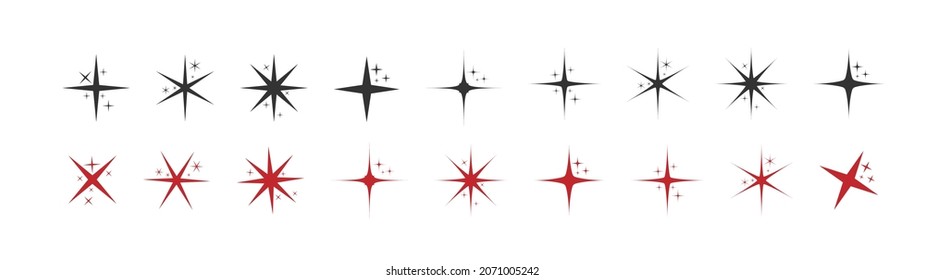 Set of twinkling star icon. Modern flat symbol on grey background