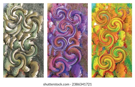 set twirl curly curve fluid vector for background design in full color.