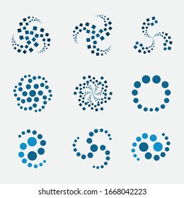 Set twirl vector illustration. dotted whirl spiral logo design graphic symbol template