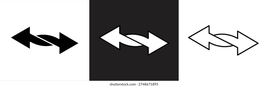set of twisted arrows vector icons. Merger or unite arrows. Two arrow together. Vector 10 Eps.