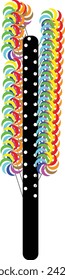 Set of Twisted Colored Candies on Stick on White. Rainbow Unicorn Lollipops Isolated on White Background. 