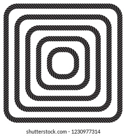 Set of twisted square vector rope borders or cordage frames isolated. Decorative twisted jute frames collection