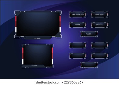 Set of twitch panels with abstract  shapes template