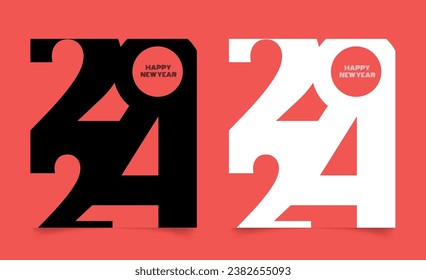 Set of two 2024 Happy New Year design template. Greeting card, banner, poster, background
