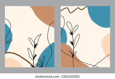 A set of two abstract background of minimalism. Hand-painted illustrations, with a geometric art pattern for art wall, wallpaper, murals, carpet, hang a picture
