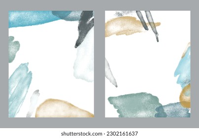 A set of two abstract background of minimalism. Hand-painted illustrations, with a geometric art pattern for art wall, wallpaper, murals, carpet, hang a picture
