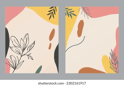 A set of two abstract background of minimalism. Hand-painted illustrations, with a geometric art pattern for art wall, wallpaper, murals, carpet, hang a picture
