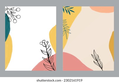 A set of two abstract background of minimalism. Hand-painted illustrations, with a geometric art pattern for art wall, wallpaper, murals, carpet, hang a picture
