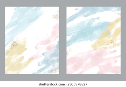 A set of two abstract background of minimalism. Hand-painted illustrations, with a geometric art pattern for art wall, wallpaper, murals, carpet, hang a picture
