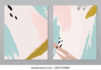 A set of two abstract background of minimalism. Hand-painted illustrations, with a geometric art pattern for art wall, wallpaper, murals, carpet, hang a picture
