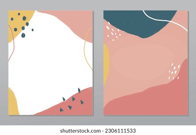 Un conjunto de dos antecedentes abstractos de minimalismo. Ilustraciones pintadas a mano, con un patrón de arte geométrico para paredes de arte, papel pintado, murales, alfombras, cuelgan una imagen
