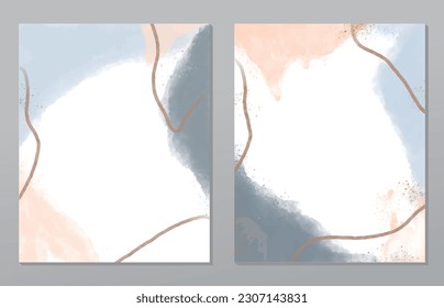 A set of two abstract background of minimalism. Hand-painted illustrations, with a geometric art pattern for art wall, wallpaper, murals, carpet, hang a picture
