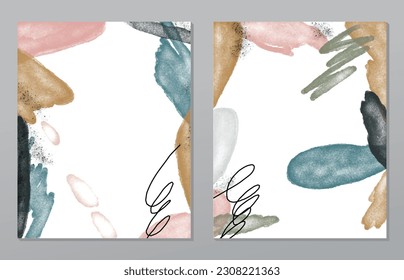 A set of two abstract background of minimalism. Hand-painted illustrations, with a geometric art pattern for art wall, wallpaper, murals, carpet, hang a picture
