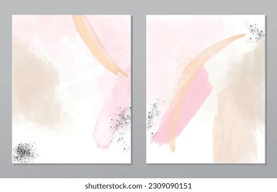 A set of two abstract background of minimalism. Hand-painted illustrations, with a geometric art pattern for art wall, wallpaper, murals, carpet, hang a picture
