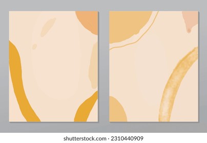 A set of two abstract background of minimalism. Hand-painted illustrations, with a geometric art pattern for art wall, wallpaper, murals, carpet, hang a picture
