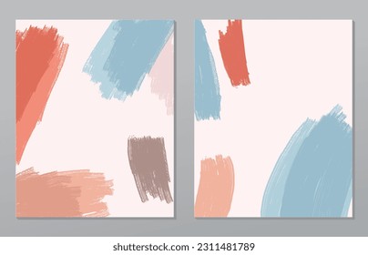 A set of two abstract background of minimalism. Hand-painted illustrations, with a geometric art pattern for art wall, wallpaper, murals, carpet, hang a picture
