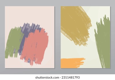 A set of two abstract background of minimalism. Hand-painted illustrations, with a geometric art pattern for art wall, wallpaper, murals, carpet, hang a picture
