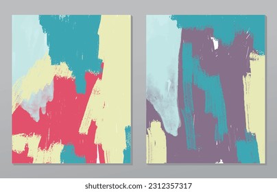 A set of two abstract background of minimalism. Hand-painted illustrations, with a geometric art pattern for art wall, wallpaper, murals, carpet, hang a picture
