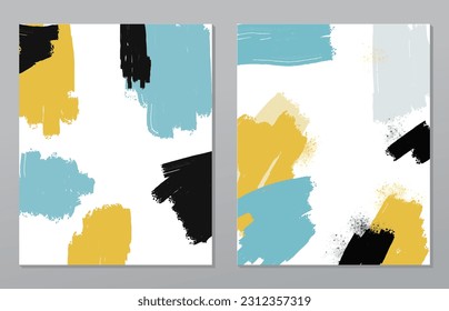 A set of two abstract background of minimalism. Hand-painted illustrations, with a geometric art pattern for art wall, wallpaper, murals, carpet, hang a picture
