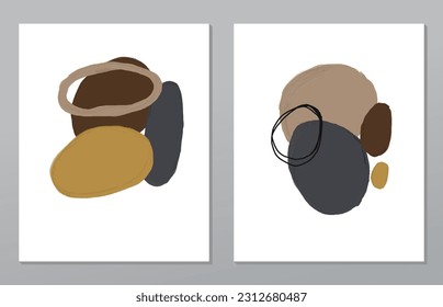 A set of two abstract background of minimalism. Hand-painted illustrations, with a geometric art pattern for art wall, wallpaper, murals, carpet, hang a picture
