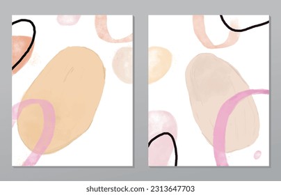 A set of two abstract background of minimalism. Hand-painted illustrations, with a geometric art pattern for art wall, wallpaper, murals, carpet, hang a picture
