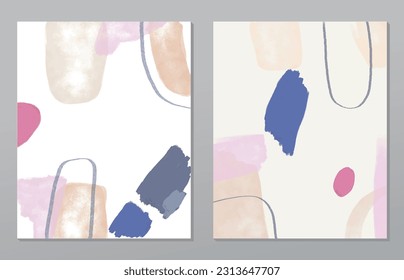 A set of two abstract background of minimalism. Hand-painted illustrations, with a geometric art pattern for art wall, wallpaper, murals, carpet, hang a picture
