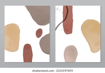 A set of two abstract background of minimalism. Hand-painted illustrations, with a geometric art pattern for art wall, wallpaper, murals, carpet, hang a picture
