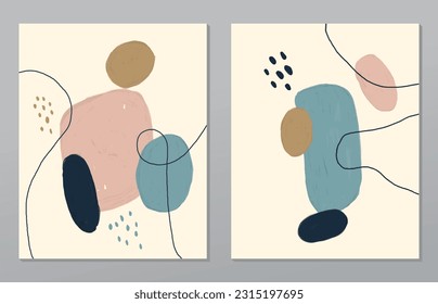 A set of two abstract background of minimalism. Hand-painted illustrations, with a geometric art pattern for art wall, wallpaper, murals, carpet, hang a picture
