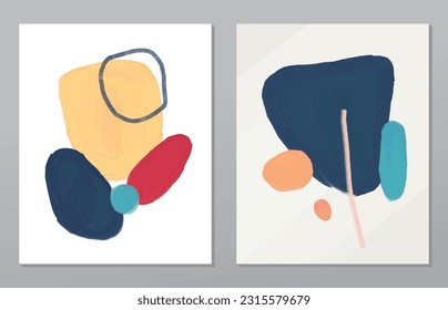 A set of two abstract background of minimalism. Hand-painted illustrations, with a geometric art pattern for art wall, wallpaper, murals, carpet, hang a picture
