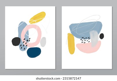 A set of two abstract background of minimalism. Hand-painted illustrations, with a geometric art pattern for art wall, wallpaper, murals, carpet, hang a picture
