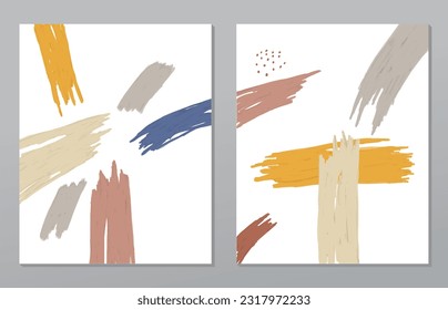 A set of two abstract background of minimalism. Hand-painted illustrations, with a geometric art pattern for art wall, wallpaper, murals, carpet, hang a picture
