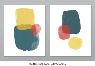 A set of two abstract background of minimalism. Hand-painted illustrations, with a geometric art pattern for art wall, wallpaper, murals, carpet, hang a picture
