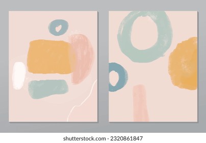 A set of two abstract background of minimalism. Hand-painted illustrations, with a geometric art pattern for art wall, wallpaper, murals, carpet, hang a picture
