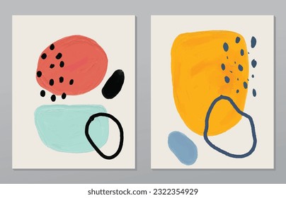 A set of two abstract background of minimalism. Hand-painted illustrations, with a geometric art pattern for art wall, wallpaper, murals, carpet, hang a picture
